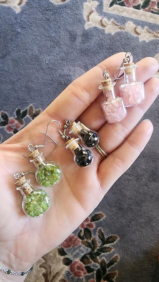 Gemstone Bottle Earrings