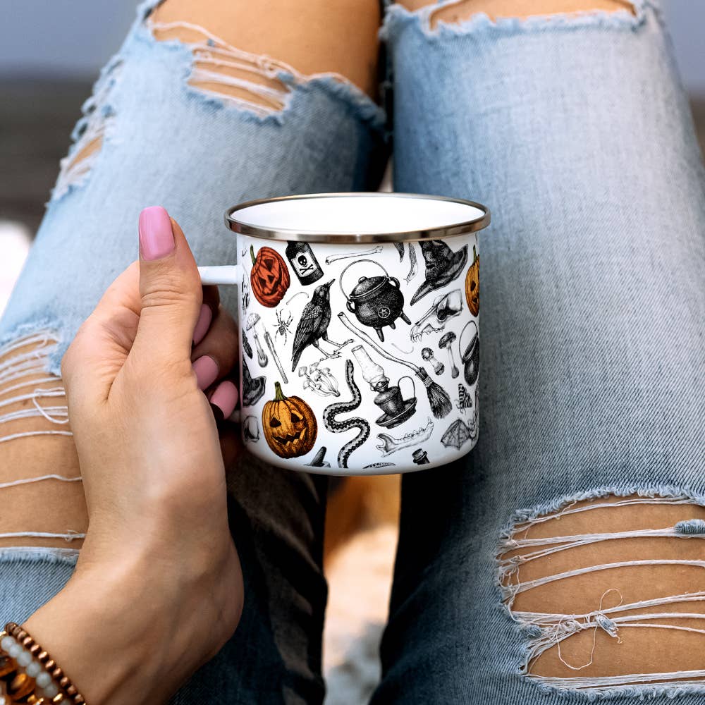 Spooky Witchy Halloween Camping Mug, Halloween Gifts