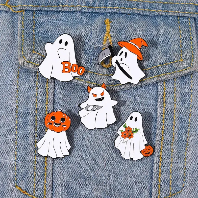 DIY Cartoon Ghost Metal Pin - Unique Accessory for Clothing