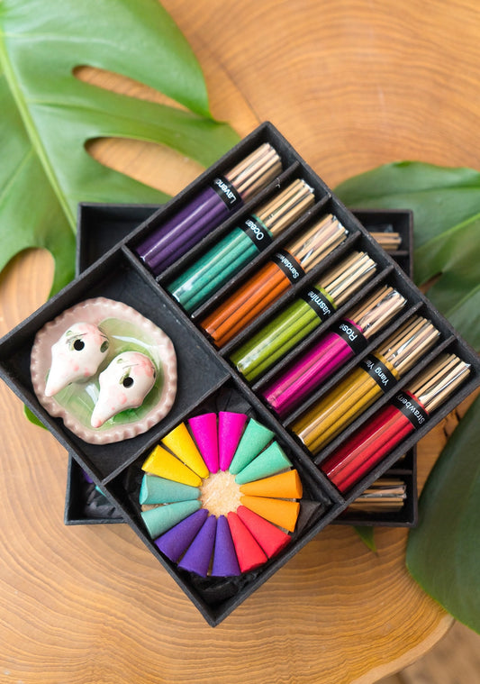 Incense Gift Set with Elephant Holders