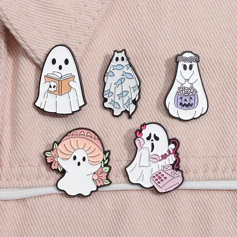 Whimsical Ghost Enamel Pins Collection - Perfect for Retail