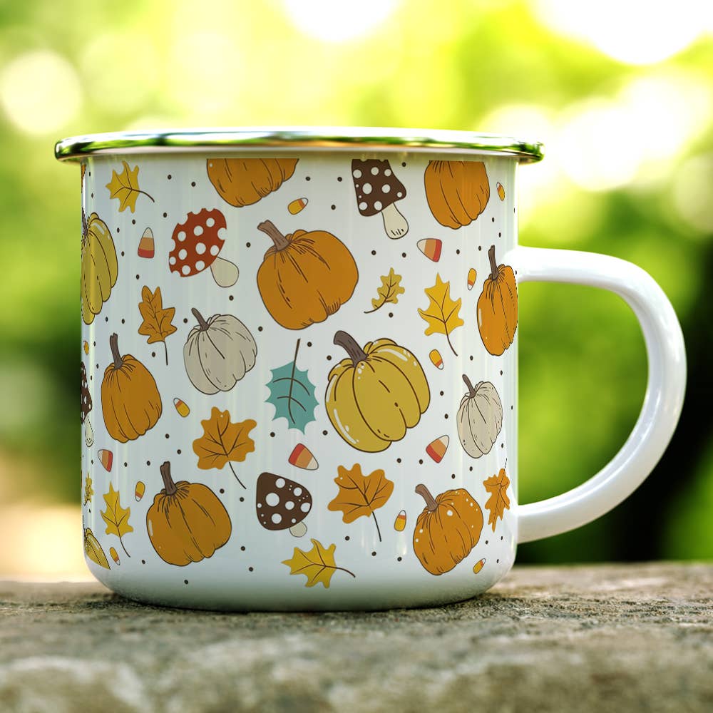 Cute Pumpkin Fall Foliage Autumn Camp Mug, Halloween Gifts