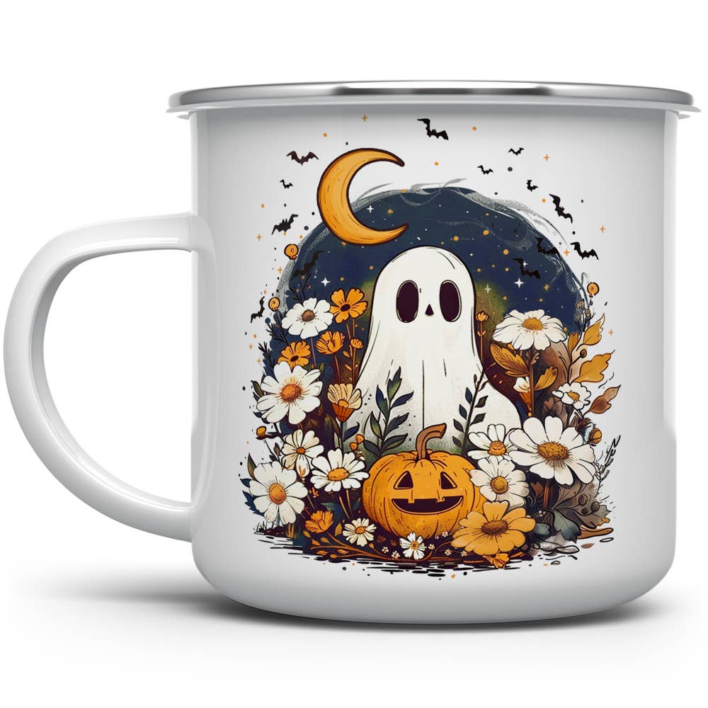 Cute Spooky Fall Autumn Ghost Camp Mug, Halloween Gifts