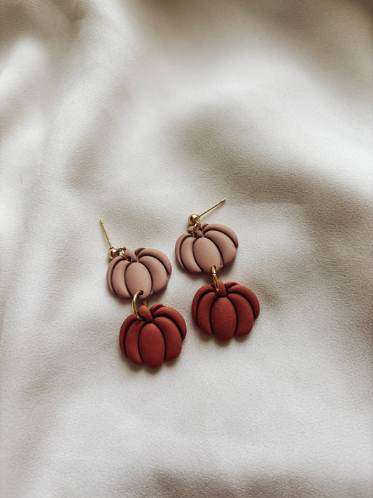 Stacked Pumpkin Earrings, Halloween Earrings, Fall Earrings