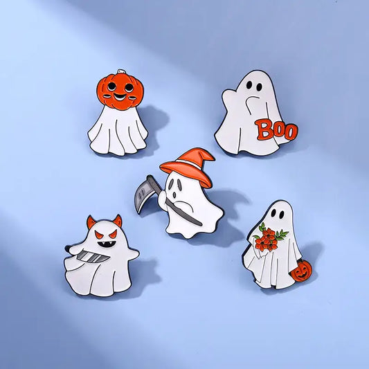 DIY Cartoon Ghost Metal Pin - Unique Accessory for Clothing