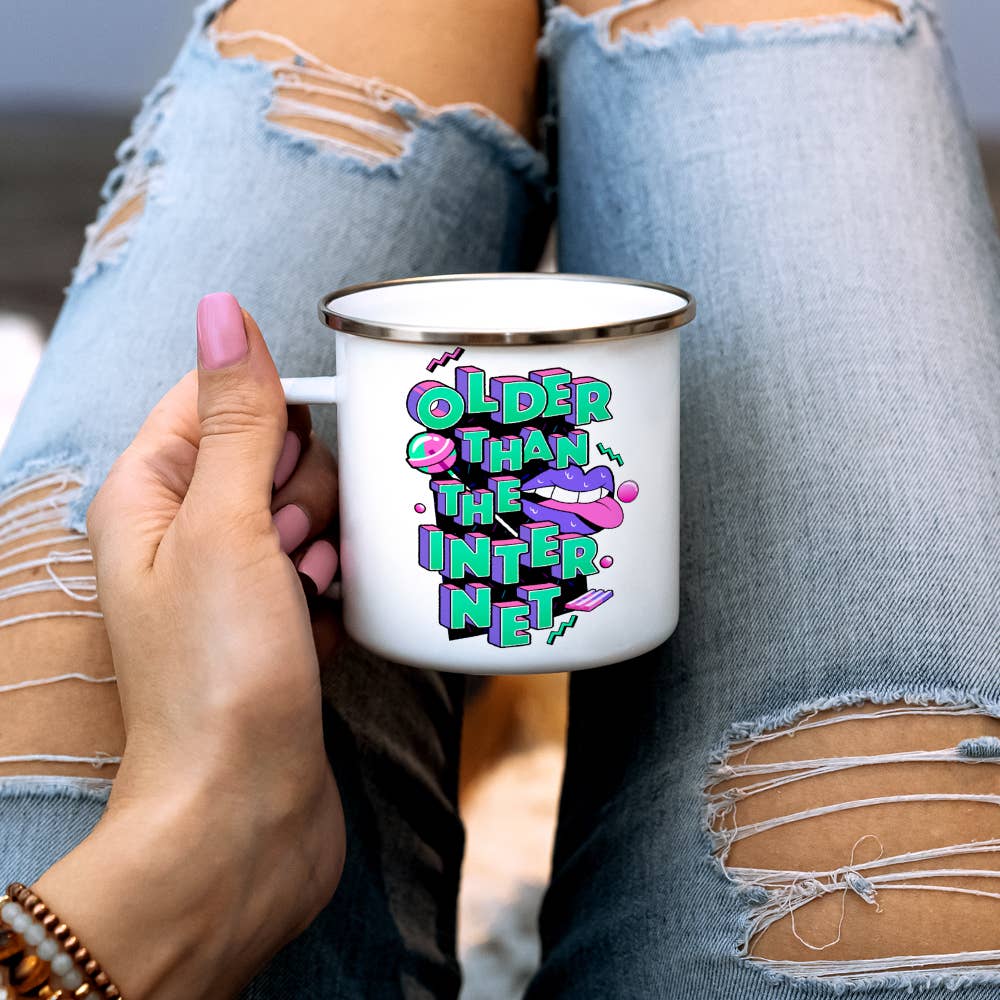 Older Than The Internet Camp Mug, Funny Gen X Nostalgic Gift