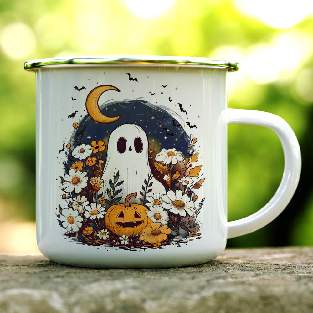 Cute Spooky Fall Autumn Ghost Camp Mug, Halloween Gifts