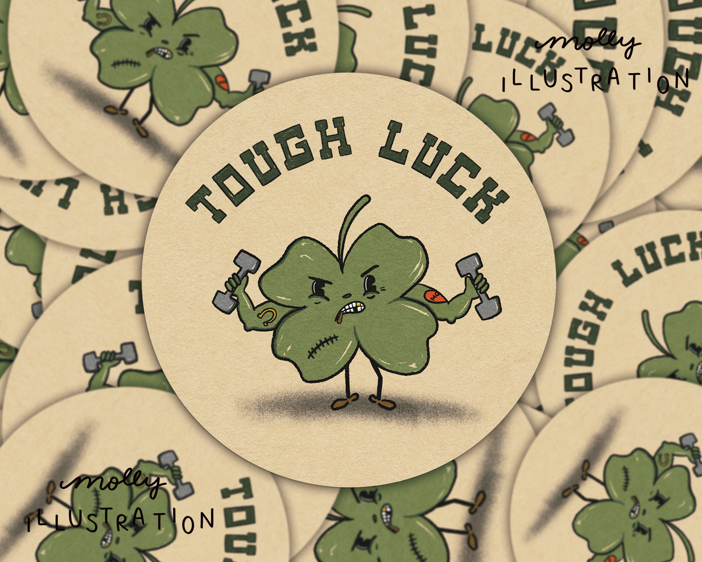 Tough Luck Four Leaf Clover St. Patrick's Day Vinyl Sticker