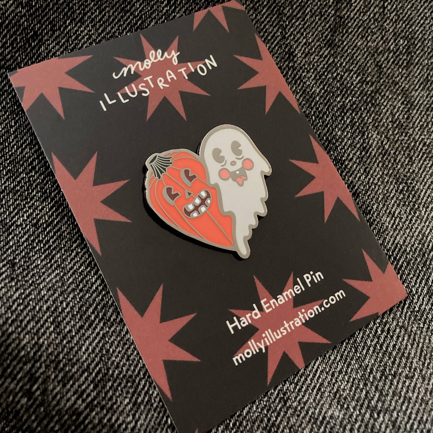 Spooky Pals Vintage Style Pumpkin and Ghost Hard Enamel Pin