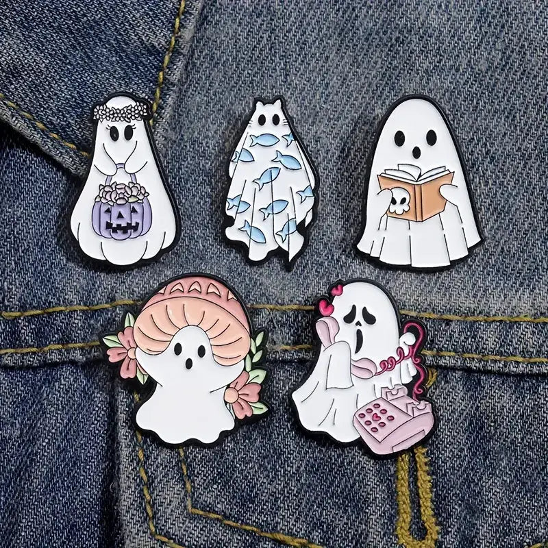 Whimsical Ghost Enamel Pins Collection - Perfect for Retail