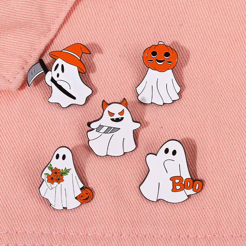 DIY Cartoon Ghost Metal Pin - Unique Accessory for Clothing