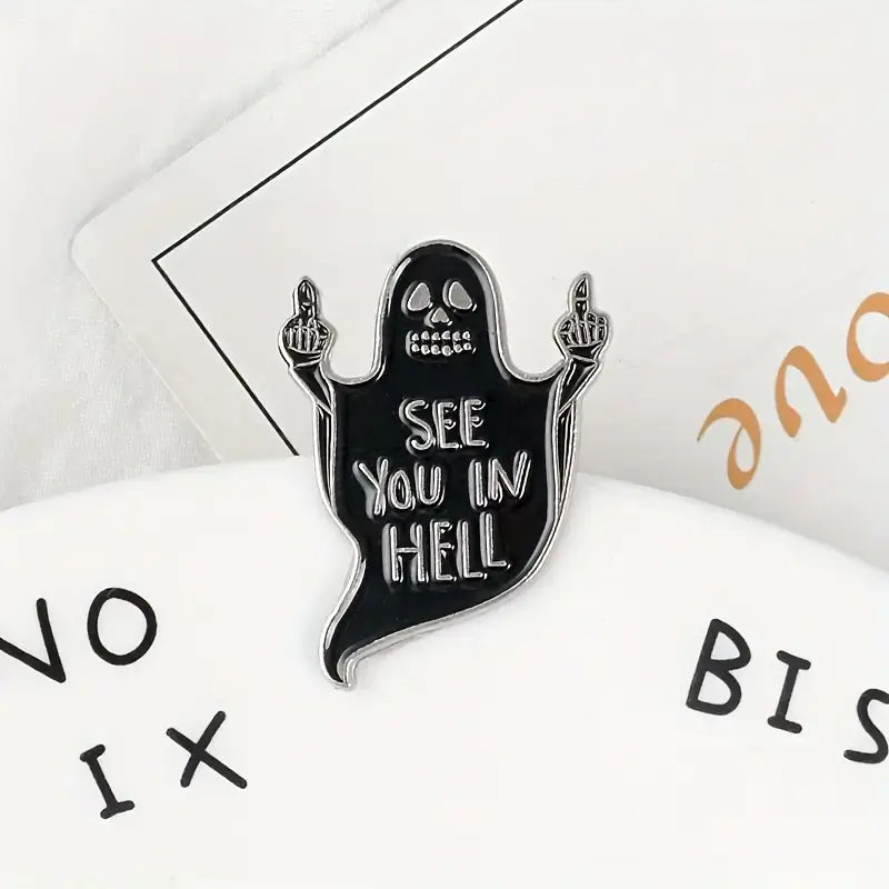 Ghost Gesture Brooch - Halloween Enamel Pin Gift Decor