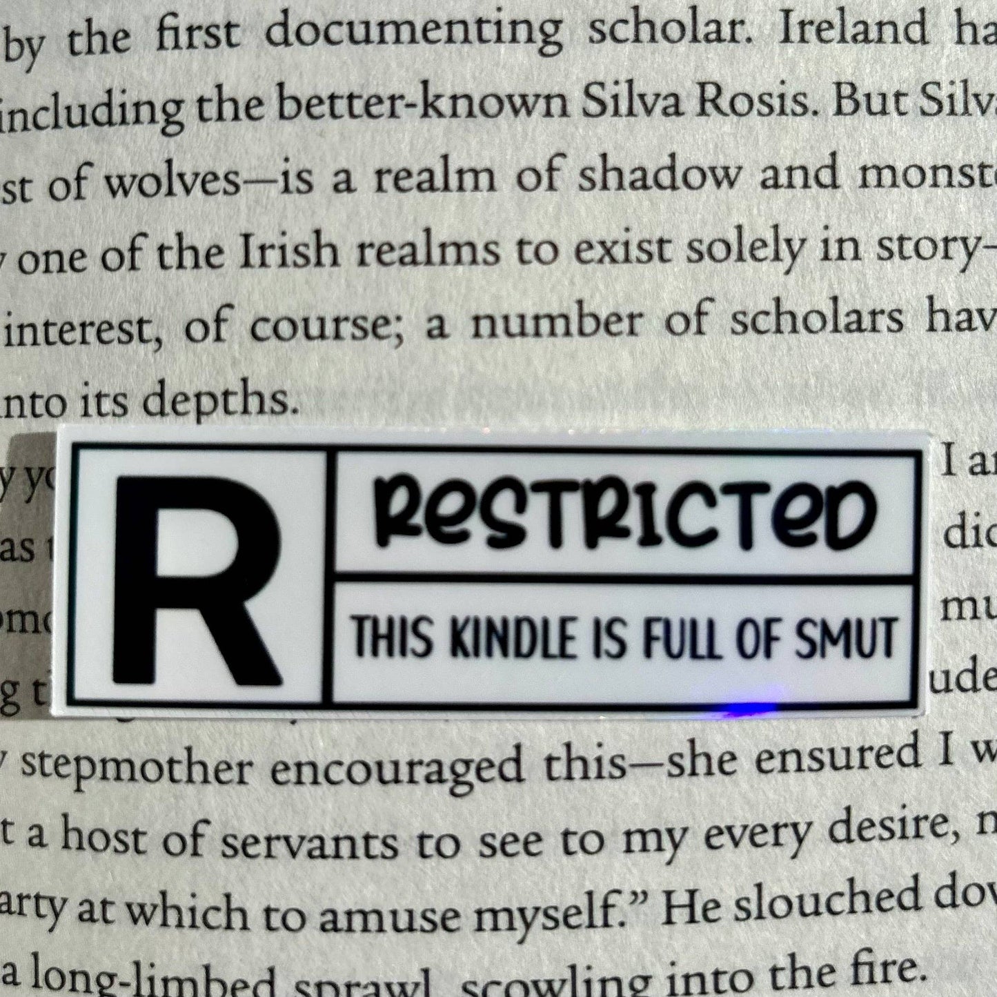 Rated R Restricted Kindle is Full of Smut Sticker