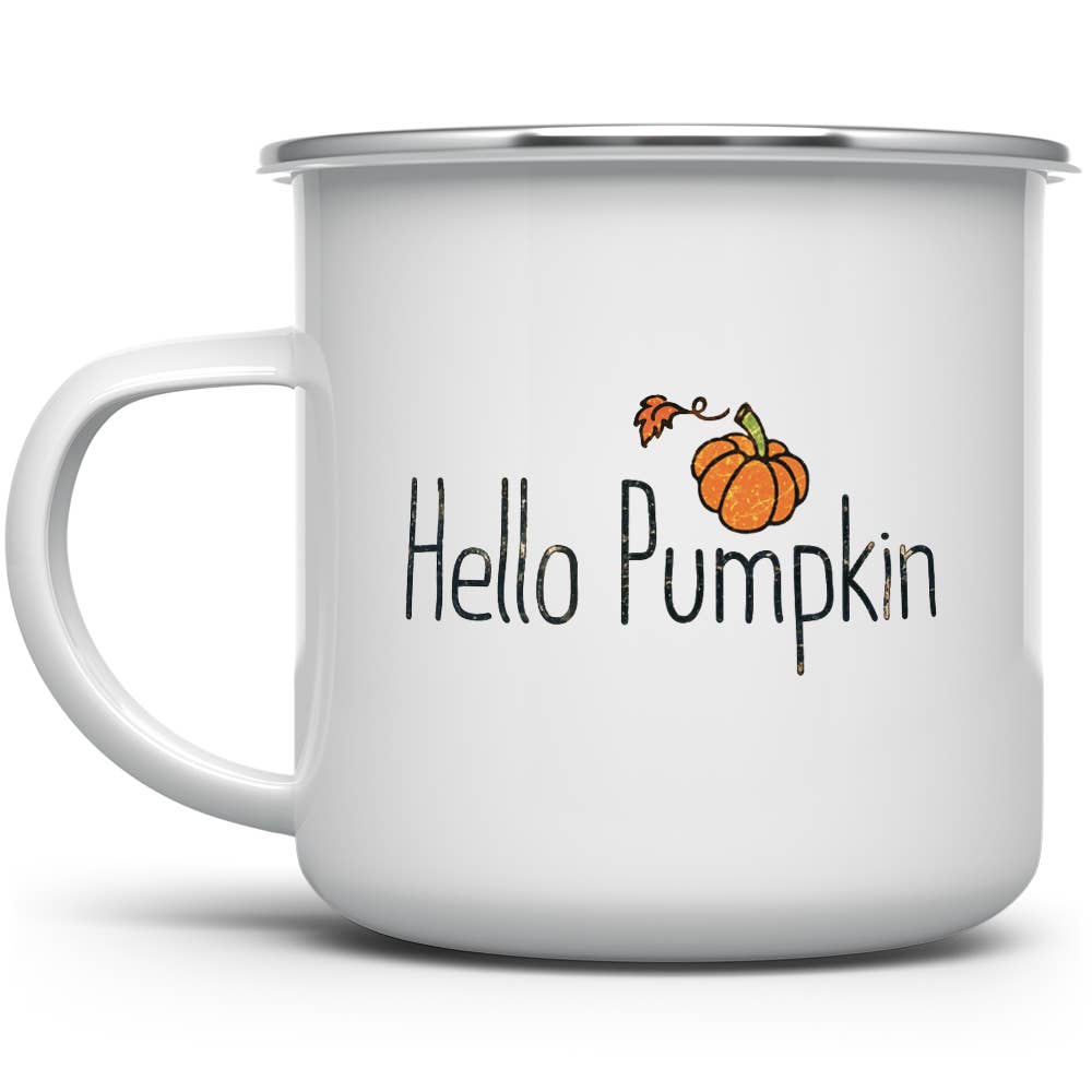 Hello Pumpkin Fall Autumn Season Campfire Camping Mug