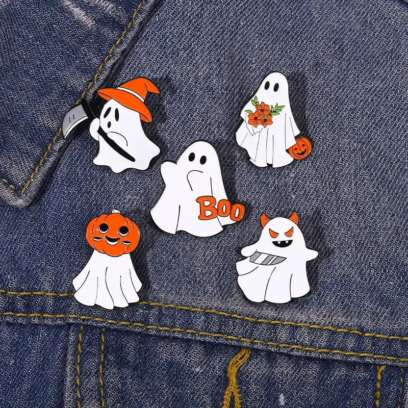 DIY Cartoon Ghost Metal Pin - Unique Accessory for Clothing