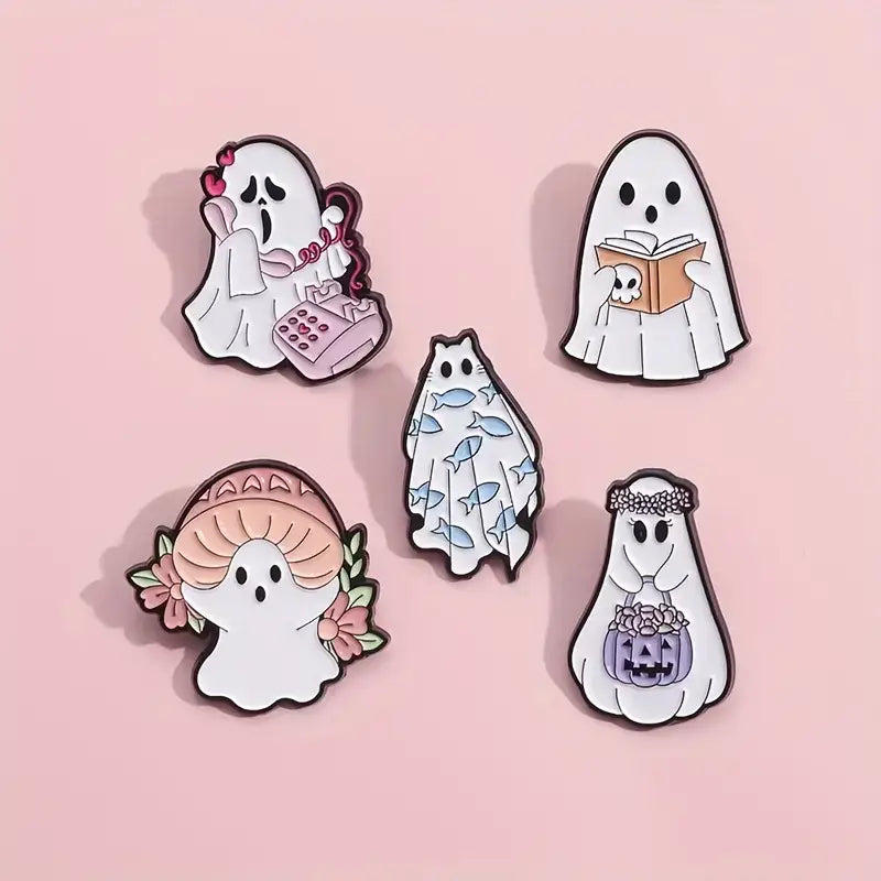 Whimsical Ghost Enamel Pins Collection - Perfect for Retail