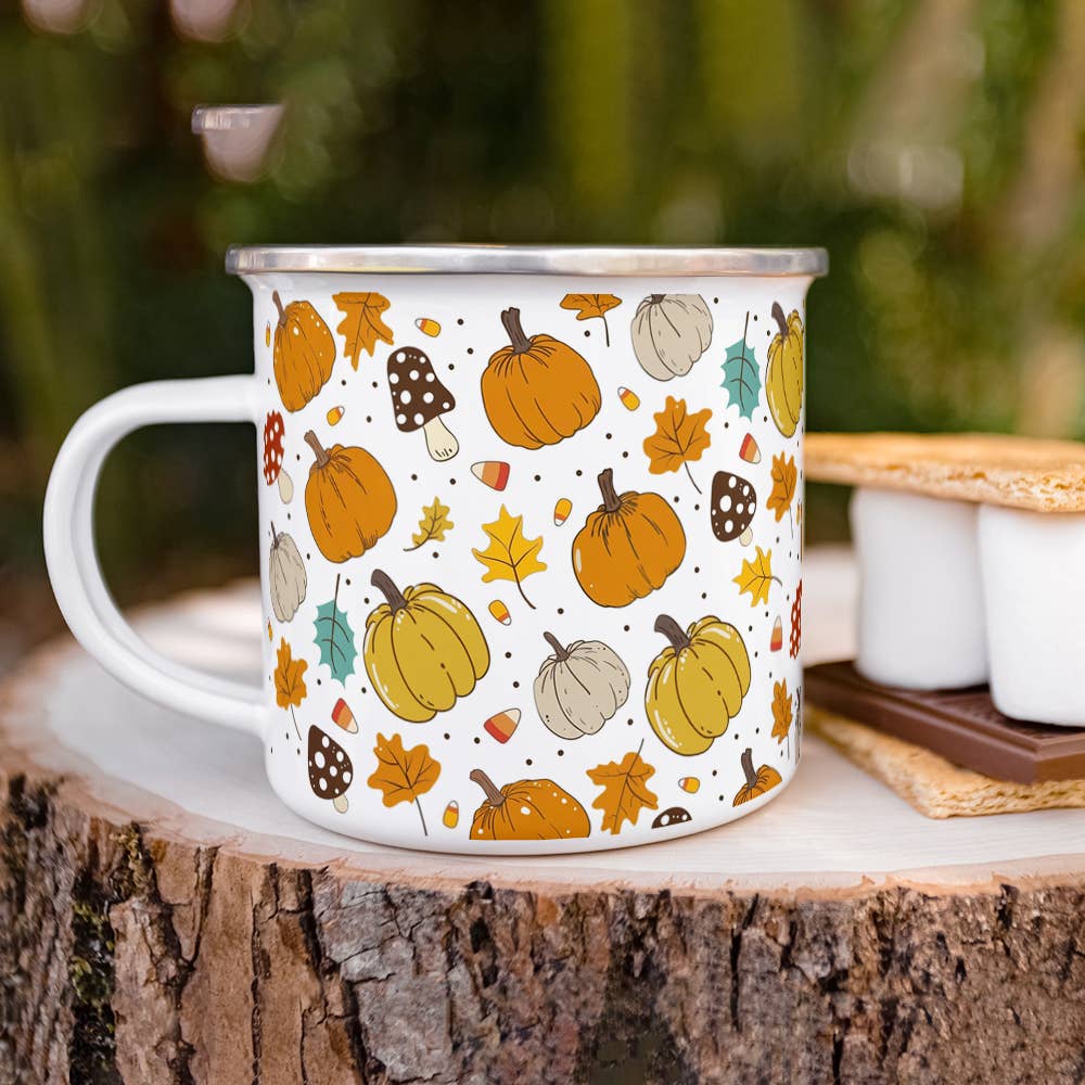 Cute Pumpkin Fall Foliage Autumn Camp Mug, Halloween Gifts