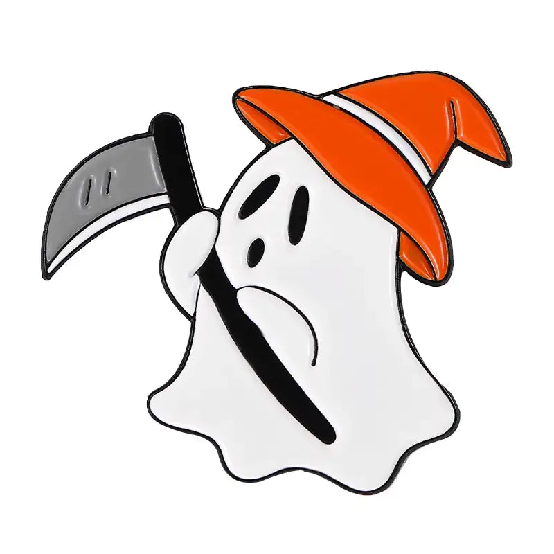 DIY Cartoon Ghost Metal Pin - Unique Accessory for Clothing