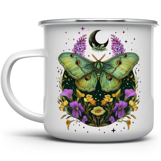 Mystic Moth Camp Mug, Cottagecore Celestial Witchy Gifts